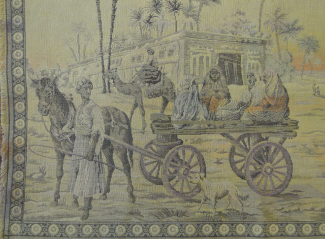 Early 20th Century French Woven Tapestry Panel/Wall Hanging with Middle Eastern Scene. Unsigned. - Image 2 of 10