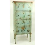 20th Century Italian Venetian Style Painted Tall chest of Drawers. Key hole to each drawer (key