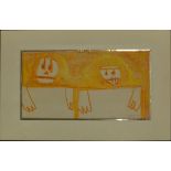 Francisco Toledo Mexican (born1940- ) Crayon Drawing on Paper "Two in the Stock" Signed in Pencil
