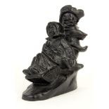 Early 20th Century Cast Metal Figure Group "Children Sledding". Illegible Marked to Base. Loss to