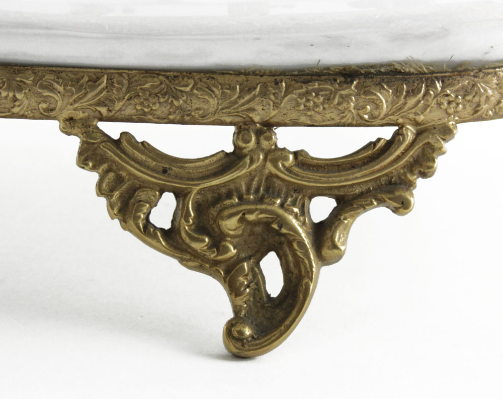19th Century Sevres Bronze Mounted Louis XVI Style Gilt Hand Painted Centerpiece Bowl. Hand - Image 2 of 7