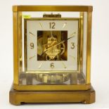 Jaeger LeCoultre Atmos Mantle Clock. Brass and glass paneled case, inscribed markers mark on