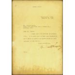 Herbert Hoover (1874-1964) 31st President of the United States. Signed Letter Dated January 19, 1929