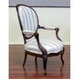 Pair of French Louis Philippe (1830-1848) Carved Beech Wood Fauteuils. Unsigned. Soiled Upholstery