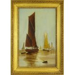 Antique Dutch School Oil on Canvas "Sailboats" Signed lower right H. Van Couver. Good condition.