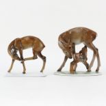 Two (2) Rosenthal Germany handgemalt Glazed Porcelain Figurines. Includes deer and fawn grouping