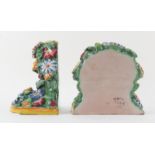 Pair of Polychrome Italian Deruta Faience Pottery Brackets/bookends. Marked on obverse side.