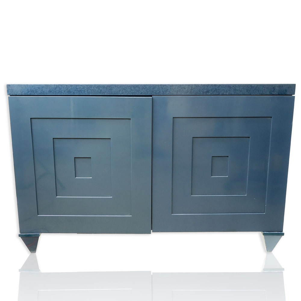 Contemporary Modern Lacquered Wood Serving Cabinet Console. Interior with felt lined drawers, - Image 2 of 4