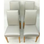 Set of Five (5) Modern Faux Leather Upholstered Dining Chairs. Unsigned. Minor spots on