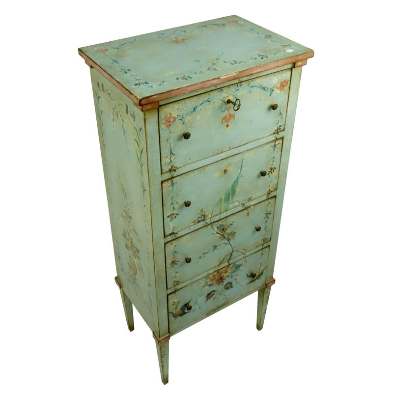20th Century Italian Venetian Style Painted Tall chest of Drawers. Key hole to each drawer (key - Image 2 of 2