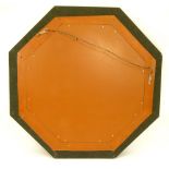 Mid Century Modern Karl Springer Octagonal Faux Pig Suede Framed Mirror with Beveled Glass.