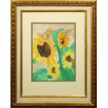 Erich Heckel, German (1883-1970) Watercolor on Paper, Still Life with Sunflowers. Signed lower