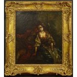 Antique Continental Oil Painting on Canvas "Romantic Couple" Unsigned. "As Is" Condition, with