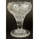 Antique American Brilliant Cut Glass Vase/Pedestal Bowl. Lovely Flower Motif. Unsigned. Good