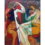 Attributed to: Bela Kadar, Hungarian (1877-1956) Oil on canvas "Two Female Nudes" Signed lower