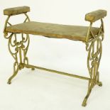 Vintage Gilt Metal Small Bench. Unsigned. Wear, soiling. Measures 19" H x 23-3/4" W x 11-1/4" D.