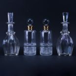 Two (2) Pairs of Vintage Crystal Decanters. All unsigned. Nicks and chips to one pair, corrosion