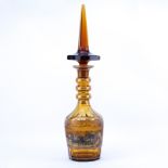 Oversized Bohemian Amber and Gilt Decanter with Carriage Scene. Unsigned. Minor rubbing to gilt,