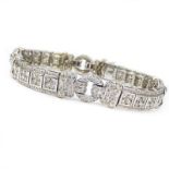 Vintage Approx. 7.75 Carat Round Brilliant Cut Diamond and 18 Karat White Gold Bracelet. Diamonds