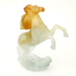 Daum, France Pate de Verre Art Glass Rearing Horse Figure. Etched signature to base. Good condition.