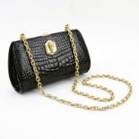 Barry Kieselstein-Cord Alligator Leather cross body bag. With gold tone hardware, optional chain