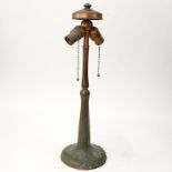 Handel Cast Metal Table Lamp Base. With two original sockets, chain pulls, and cloth label. Wear,