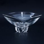 Steuben Crystal "Trillium" Bowl. Signed. Scratches from age and use. Measures 4-1/2" H x 9-3/4" Dia.