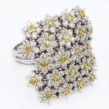 Approx. 3.52 Carat Round Brilliant Cut Diamond, .45 Carat Fancy Yellow Diamond and 18 Karat Yellow