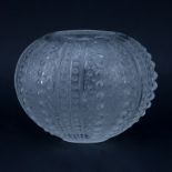 Lalique Crystal Bubble Motif Round Vase. Signed. Good condition. Measures 4-3/4” H. Shipping $65.