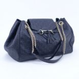 Gucci Emily Large Guccissima Black Leather Shoulder Bag. Light fine golden hardware. Double chain