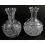 Pair of Two (2) Early American Brilliant Cut Bottles. Both with Intricate Cuts and Striated Bottoms.