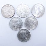 Collection of Six (6) U.S. Peace Silver Dollars. Dates range from 1922-1923. Mintmark on one coin.