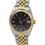 Vintage Rolex Datejust 18K Yellow Gold and Stainless Steel Jubilee Black Dial Watch, 31mm Case. Good