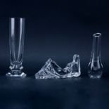 Lot of Three (3) Baccarat Crystal Table Top Items. Includes Vase in box 7”, Reclining figure In