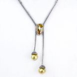 Approx. 2.61 Carat TW White and Multi Color Diamond, 19.90 Carat Citrine, Golden South Sea Pearl and