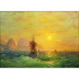 Attributed to: Ivan Konstantinovich Aivazovsky, Russian (1817-1900), Ship at Evening Sun. Signed