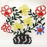 Martin Sturman, American (20th C.) Art Nouveau Painted Steel Floral Wall Hanging Sculpture. Dated