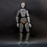 Peter Mangan, American (20th C.) Glass and Metal Male Figural Sculpture Signed 1991. Some rubbing to