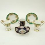 Grouping of Six (6) Antique Porcelain Tableware. Includes: pair of Copeland cups and saucers,