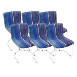 Set of Six (6) Giovanni Offred for Saporiti Italia Upholstered and Cantilever Chrome Side Chairs.