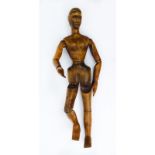 Large Antique Carved Wood Ball Jointed Female Figure. Unsigned. Well patinated. Good condition.