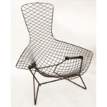 Mid Century Bertoia For Knoll Wire Bird Chair. Unsigned. "AS IS" condition with wear and rust.