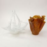 Two (2) Pieces Contemporary Hand Blown Art Glass. Lot includes a Sydenstricker Glass Handkerchief