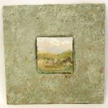 Contemporary Decorative Pottery Picture "Landscape". Signed illegibly en verso. Good condition.