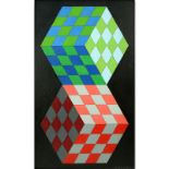 Attributed to: Victor Vasarely, French/Hungarian (1906-1997) Oil on Artist Board, Abstract