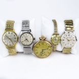 Collection of Five (5) Vintage Watches. Includes a lady's Omega, men's Hilton, Atrexa, Benson