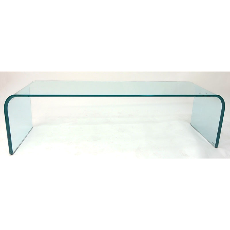 Contemporary Modern Sica Molded Glass Waterfall Bench. "Sica Made in Italy" label lower. Good - Image 3 of 4