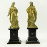 After: Henri Lepind, French (fl. 1880) Pair of Gilt Bronze Sculptures, "Elegie" and "Madrigal",