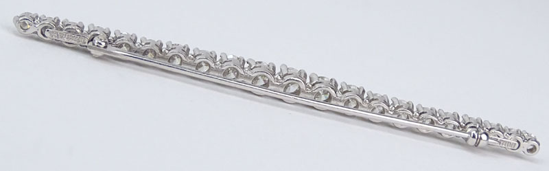 Vintage Tiffany & Co Approx. 2.40 Carat Round Brilliant Cut Diamond and Platinum Bar Brooch. Signed, - Image 2 of 4