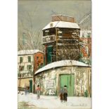 After: Maurice Utrillo, French (1883 - 1955) Hand painted Print "Montmartre". Signed in print.